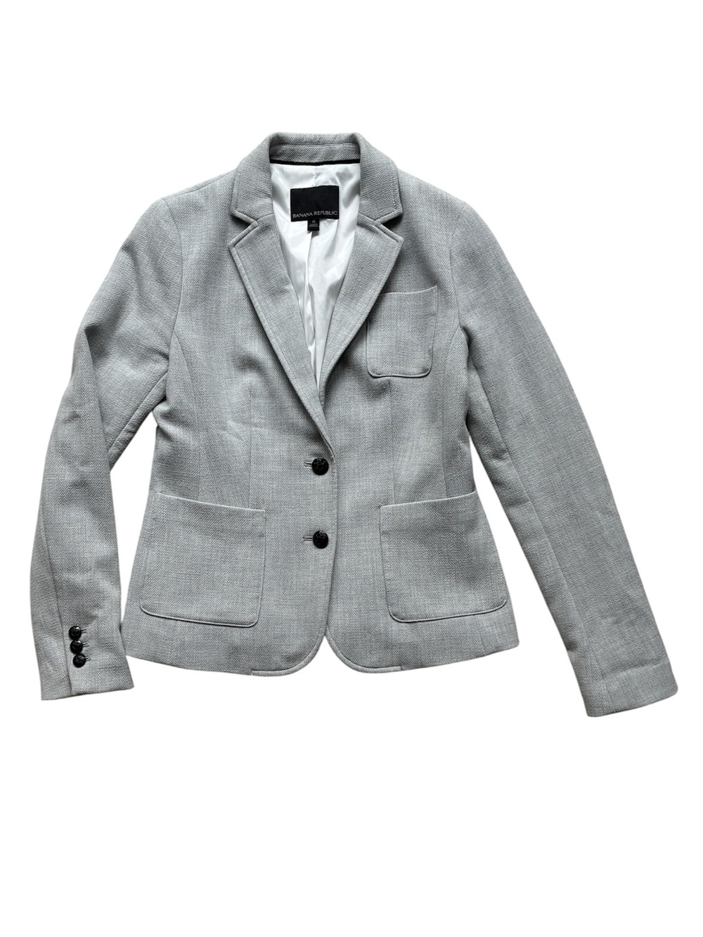 Banana Republic Women's Gray Herringbone Hack Jacket Blazer Size 0